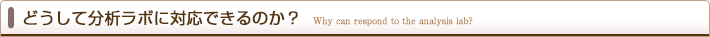 どうして分析ラボに対応できるのか?